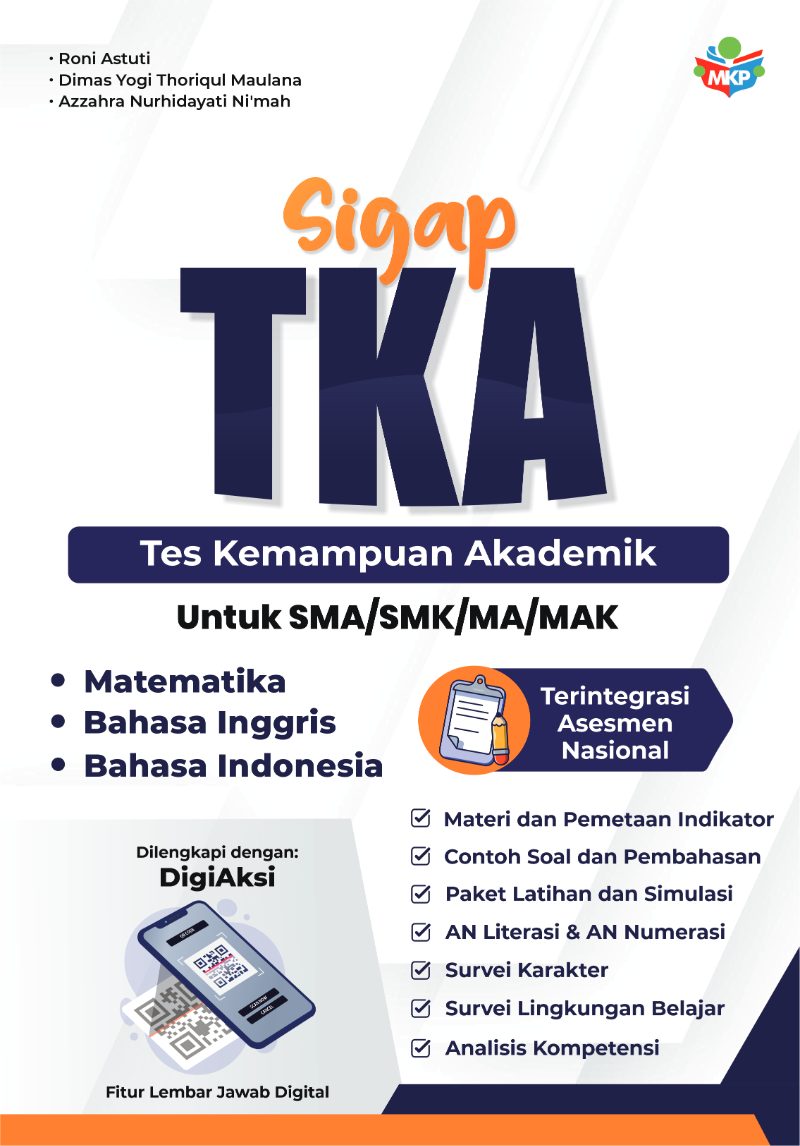 Sampul buku SIGAP TKA SMA (Matematika, Bahasa Indonesia, Bahasa Inggris)